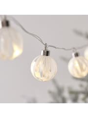 Lights4fun Gold White  Clear Murano Style Glass Bauble Warm White Lights - Image 2 of 3