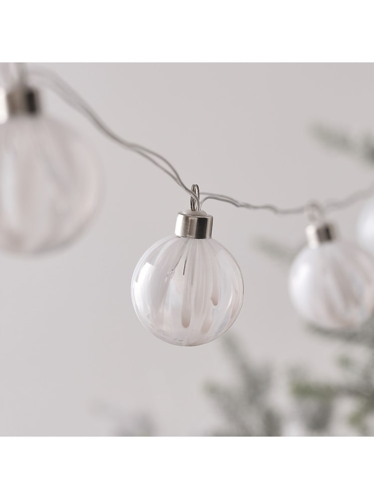 Lights4fun Gold White  Clear Murano Style Glass Bauble Warm White Lights - Image 3 of 3