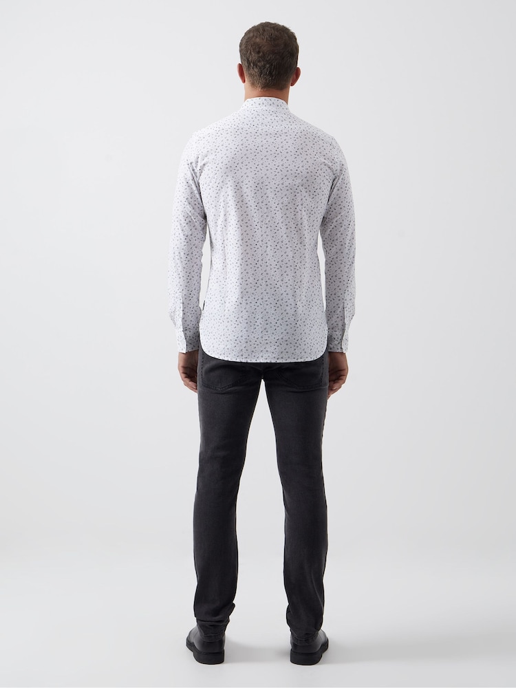 French Connection White 100% Cotton Floral Long Sleeve Shirt - Image 3 of 4