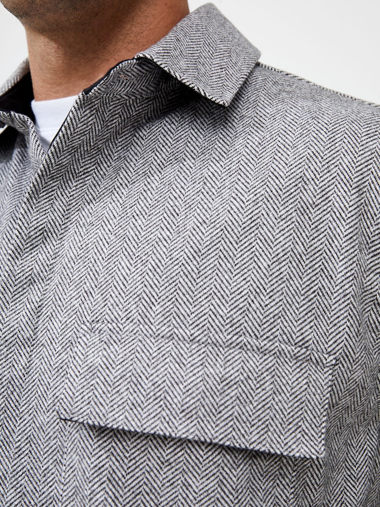 French Connection Herringbone Black Shirt - Image 3 of 3