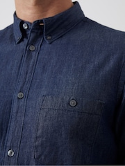 French Connection Blue 100% Cotton Shirt - Image 3 of 3