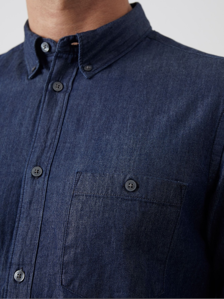 French Connection Blue 100% Cotton Shirt - Image 3 of 3