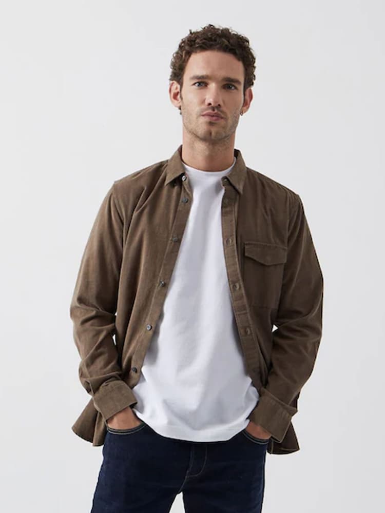 French Connection Green 100% Cotton Corduroy Long Sleeve Shirt - Image 1 of 4