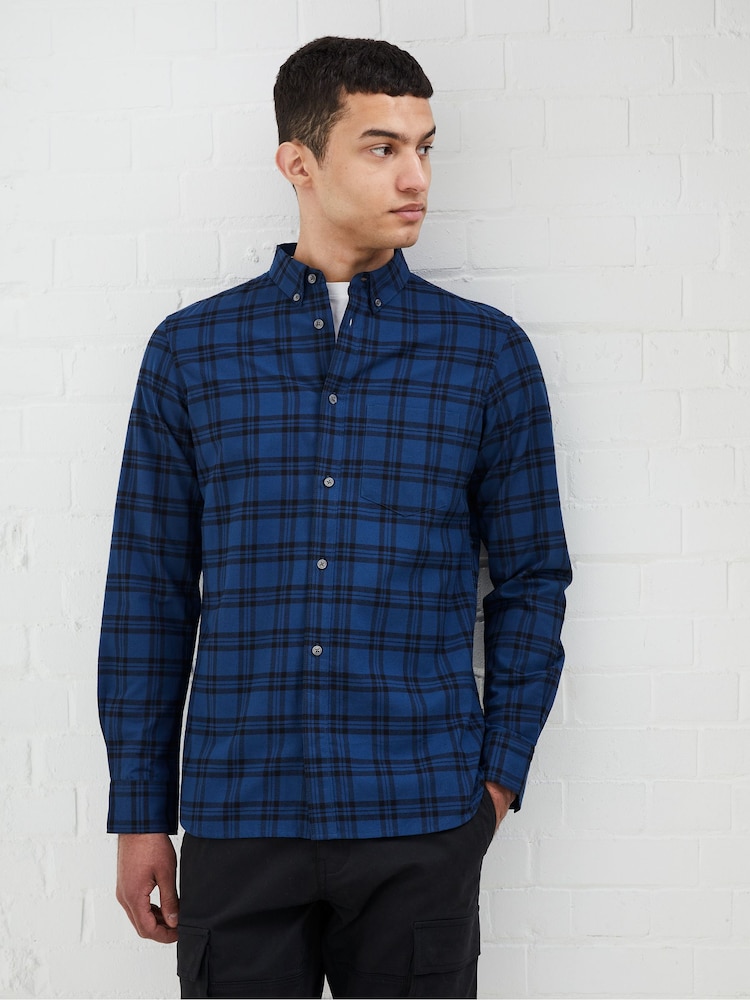 French Connection Blue 100% Cotton Mid Check Shirt - Image 1 of 3