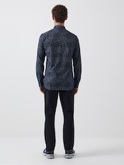 French Connection Blue 100% Cotton Floral Long Sleeve Shirt - Image 3 of 4