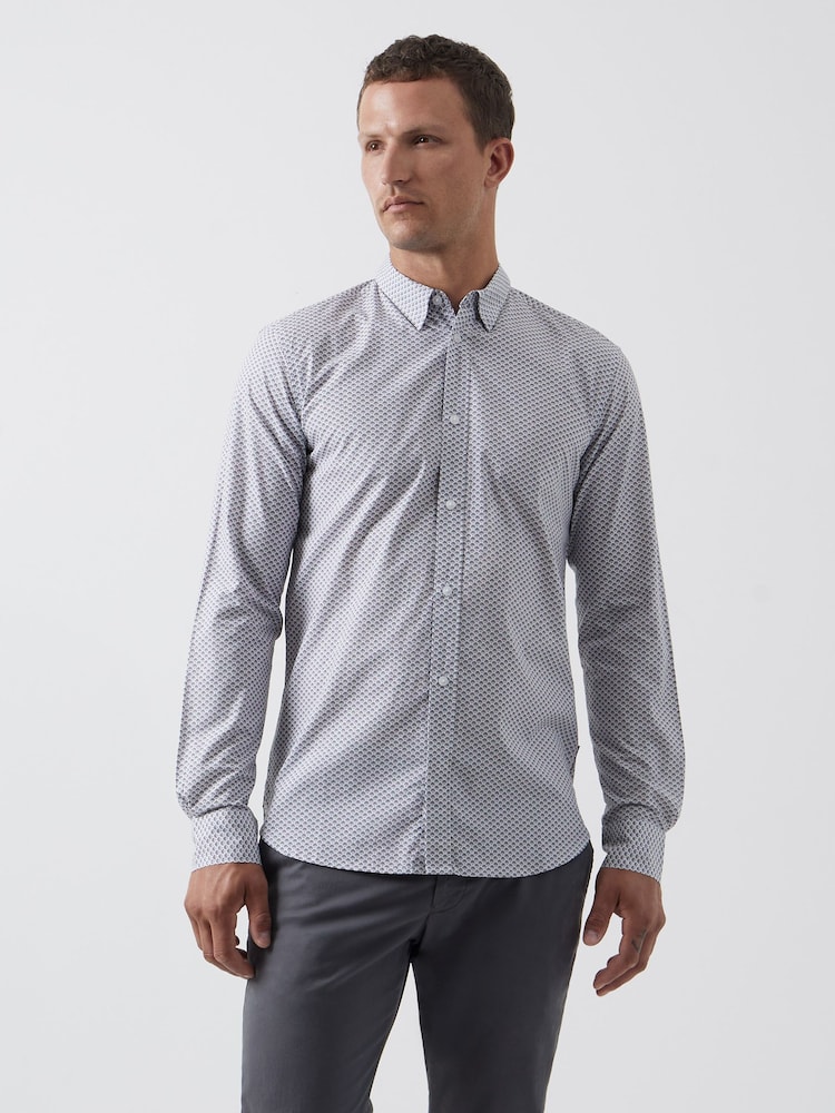 French Connection White 100% Cotton Design Long Sleeve Shirt - Image 1 of 3