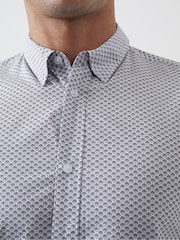 French Connection White 100% Cotton Design Long Sleeve Shirt - Image 3 of 3