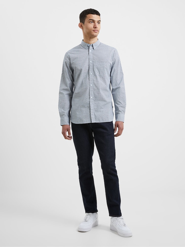 French Connection Blue 100% Cotton Design Long Sleeve Shirt - Image 2 of 4