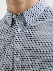 French Connection Blue 100% Cotton Design Long Sleeve Shirt - Image 4 of 4