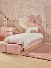 Opulent Chenille Light Rose Pink Kids Bunny Upholstered Drawer Bed - Image 2 of 6