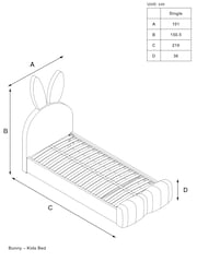 Opulent Chenille Light Rose Pink Kids Bunny Upholstered Drawer Bed - Image 4 of 6