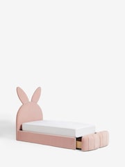 Opulent Chenille Light Rose Pink Kids Bunny Upholstered Drawer Bed - Image 5 of 6