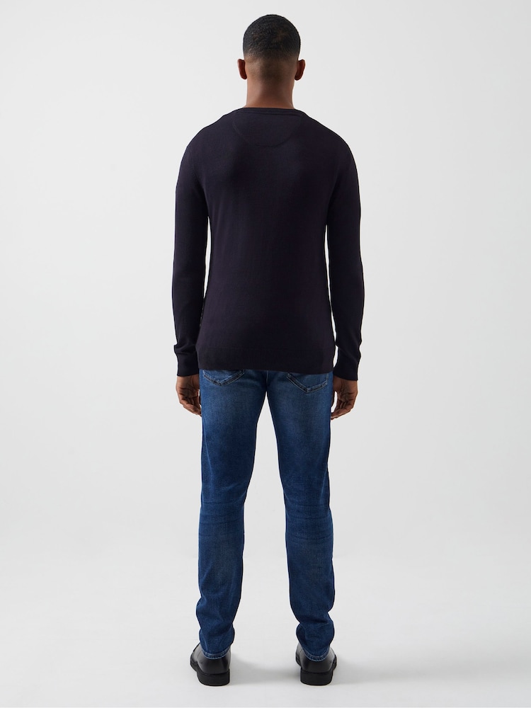 French Connection Blue V-Neck Knit Jumper - Image 2 of 3