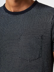 French Connection Blue 100% Cotton Micro Spot T-Shirt - Image 3 of 3