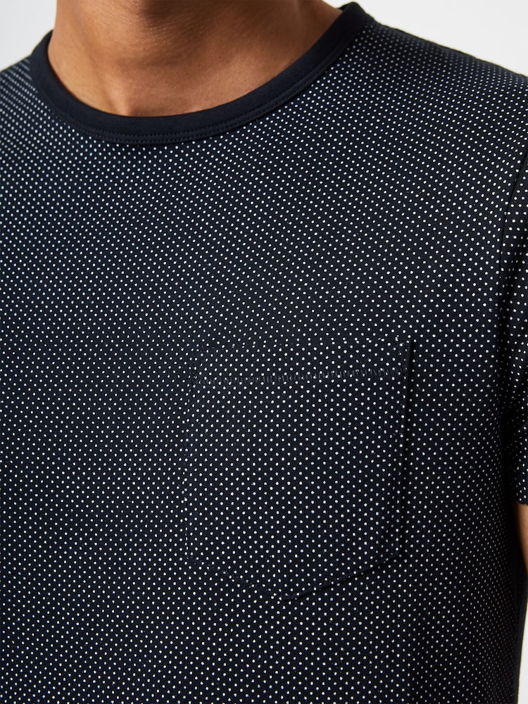 French Connection Blue 100% Cotton Micro Spot T-Shirt - Image 3 of 3 French Connection Blue 100% Cotton Micro Spot T-Shirt - Image 3 of 3