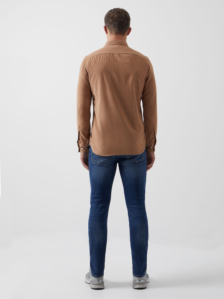 French Connection Brown Corduroy Long Sleeve 100% Cotton Shirt - Image 2 of 3
