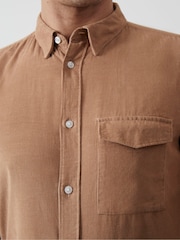 French Connection Brown Corduroy Long Sleeve 100% Cotton Shirt - Image 3 of 3