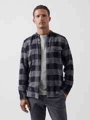 French Connection Black 100% Cotton Checked Flannel Shirt - Image 1 of 4