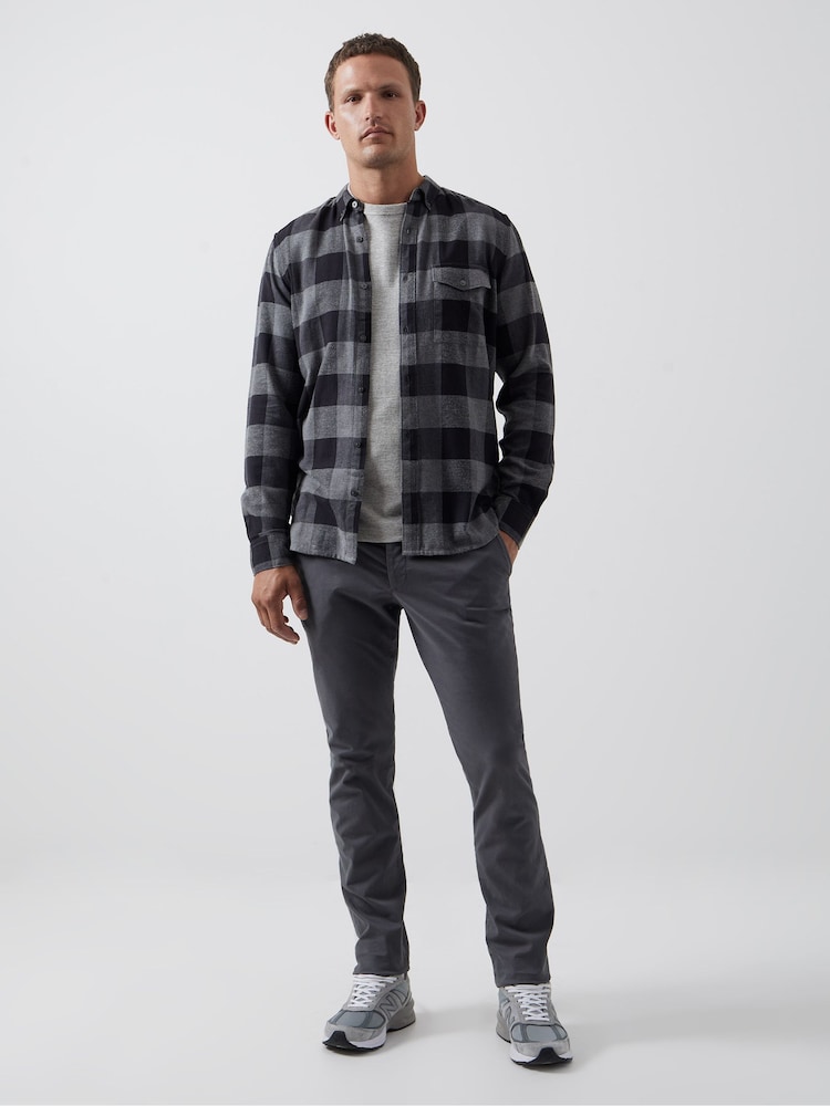 French Connection Black 100% Cotton Checked Flannel Shirt - Image 2 of 4