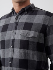 French Connection Black 100% Cotton Checked Flannel Shirt - Image 3 of 4