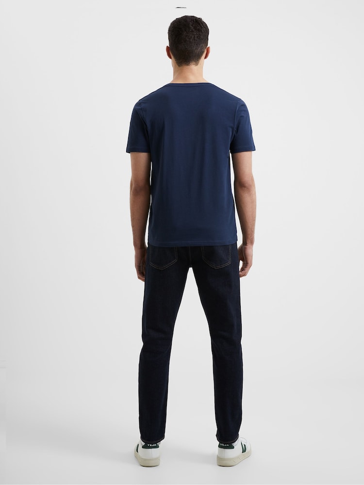 French Connection Blue Blockdown 100% Cotton T-Shirt - Image 2 of 3