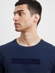 French Connection Blue Blockdown 100% Cotton T-Shirt - Image 3 of 3