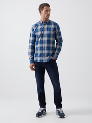 French Connection Blue 100% Cotton Check Long Sleeve Shirt - Image 1 of 3