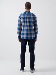 French Connection Blue 100% Cotton Check Long Sleeve Shirt - Image 2 of 3
