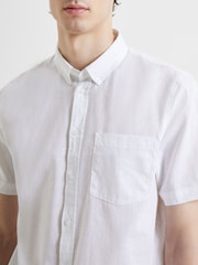 French Connection Linen Long Sleeve White Shirt - Image 4 of 4