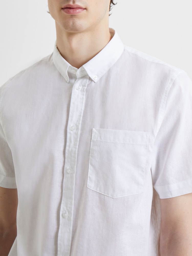French Connection Linen Long Sleeve White Shirt - Image 4 of 4