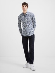 French Connection Blue 100% Cotton Prem Floral Shirt - Image 1 of 3