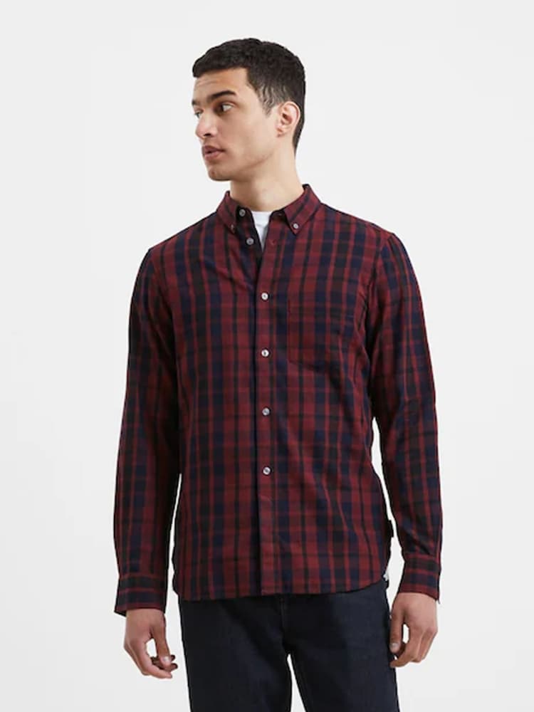 French Connection Purple 100% Cotton Mid Check Shirt - Image 1 of 4