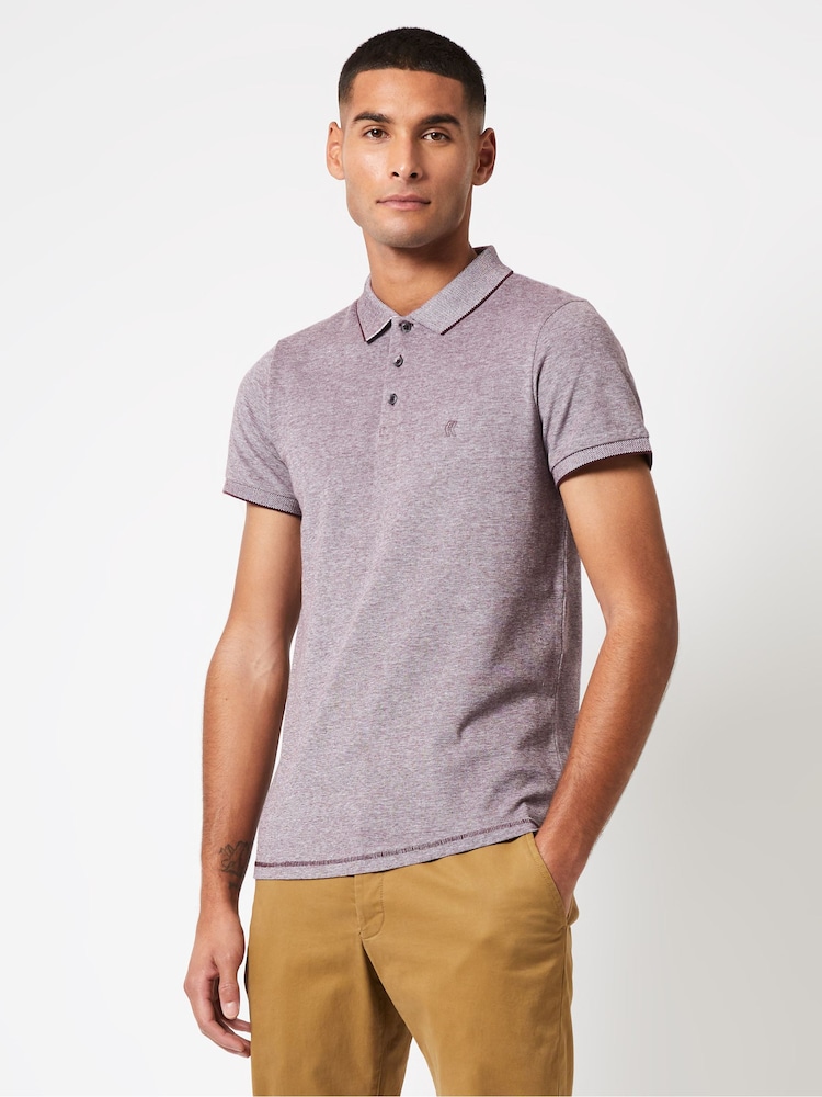 French Connection Red Birdseye Single Tipped Polo Shirt - Image 1 of 3