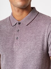 French Connection Red Birdseye Single Tipped Polo Shirt - Image 3 of 3