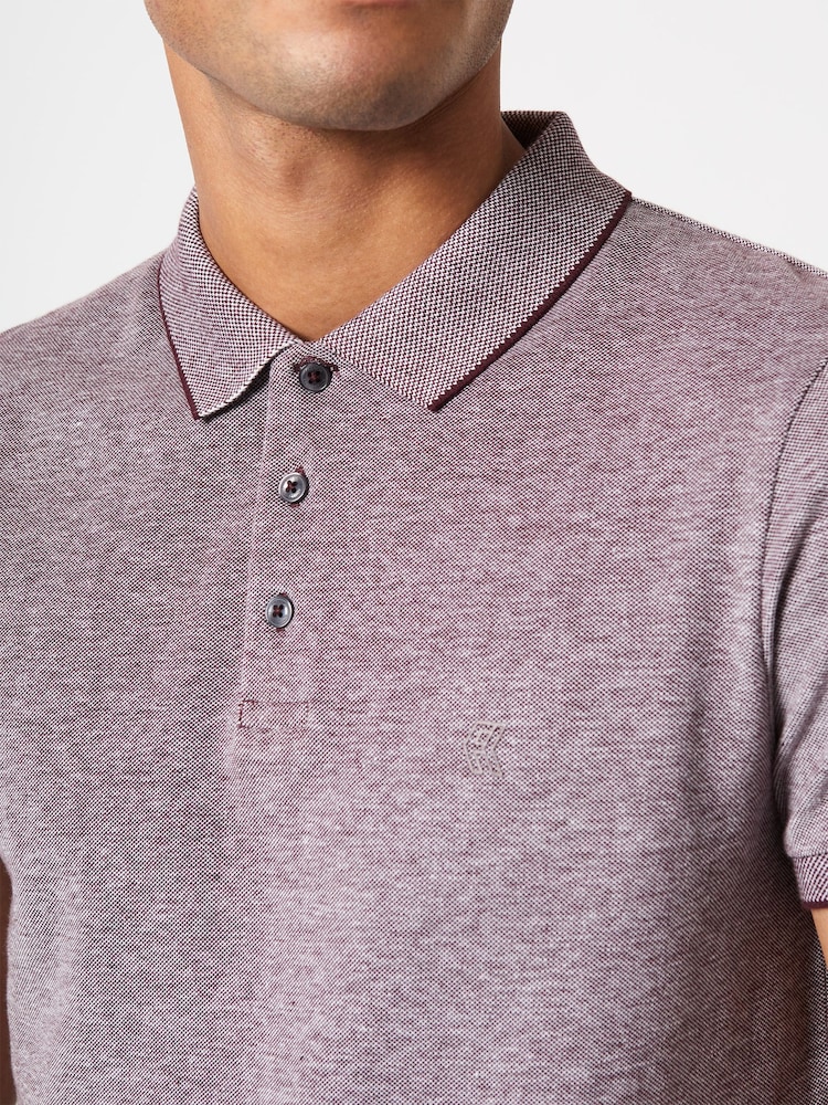 French Connection Red Birdseye Single Tipped Polo Shirt - Image 3 of 3