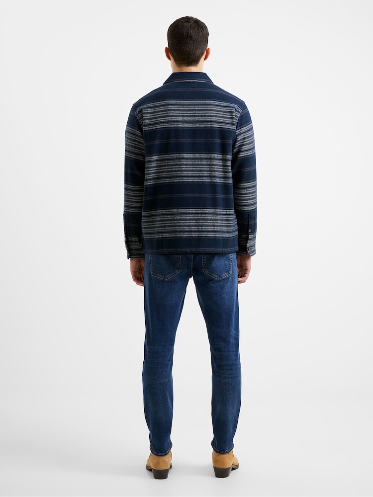French Connection Blue 100% Cotton Heavy Twill Stripe Shirt - Image 2 of 3