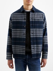 French Connection Blue 100% Cotton Heavy Twill Stripe Shirt - Image 3 of 3