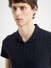 French Connection Blue Marine Square Trophy Polo Shirt - Image 3 of 3