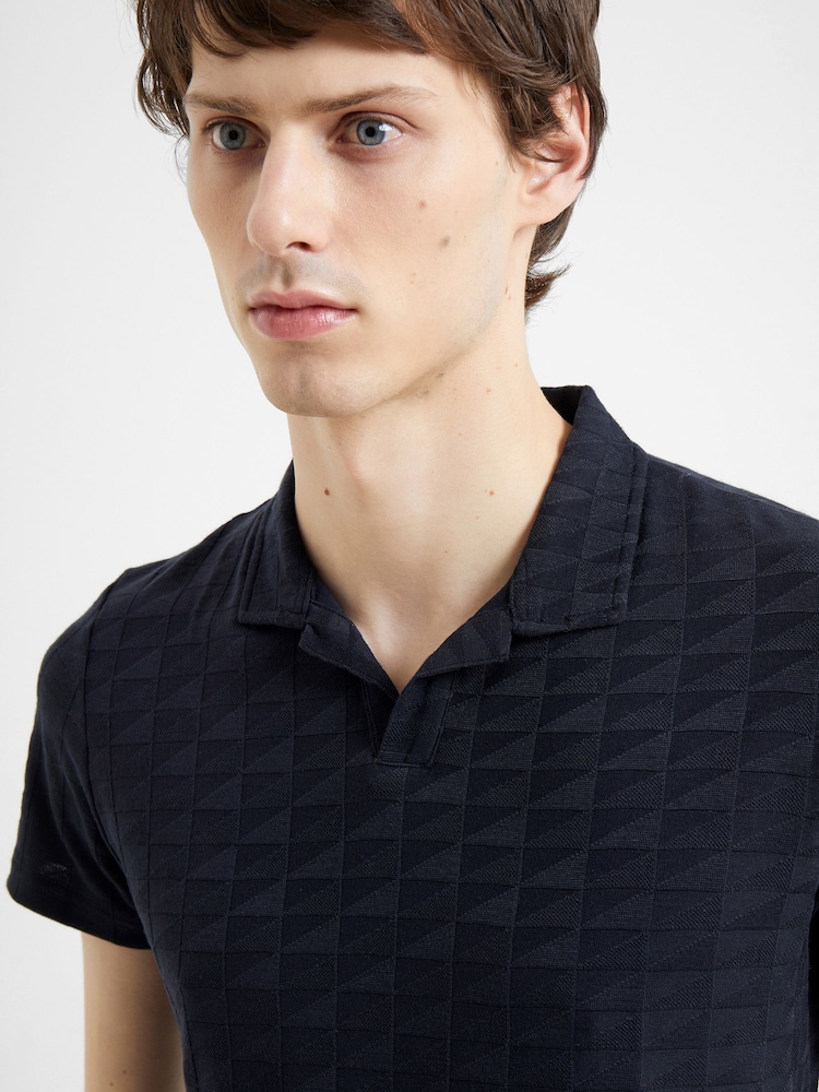 French Connection Blue Marine Square Trophy Polo Shirt - Image 3 of 3 French Connection Blue Marine Square Trophy Polo Shirt - Image 3 of 3