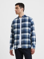 French Connection Blue 100% Cotton Checked Flannel Shirt - Image 1 of 5