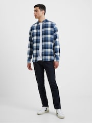 French Connection Blue 100% Cotton Checked Flannel Shirt - Image 2 of 5