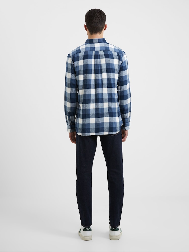 French Connection Blue 100% Cotton Checked Flannel Shirt - Image 3 of 5