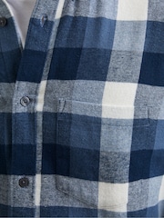 French Connection Blue 100% Cotton Checked Flannel Shirt - Image 5 of 5