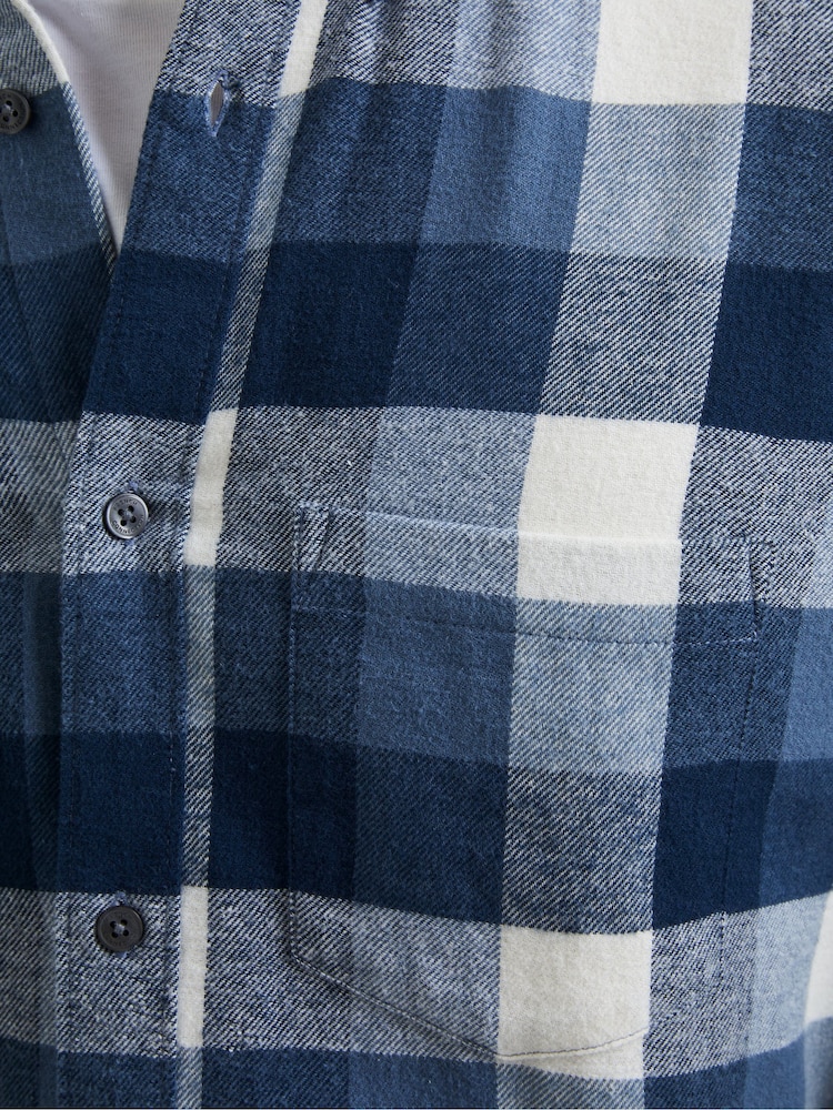 French Connection Blue 100% Cotton Checked Flannel Shirt - Image 5 of 5