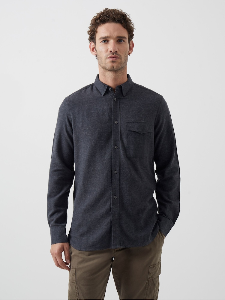 French Connection Black 100% Cotton Flannel Long Sleeve Shirt - Image 1 of 2