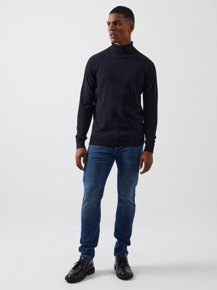 French Connection Blue Roll Neck Knit Jumper - Image 2 of 4