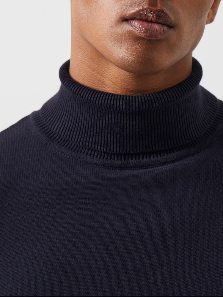 French Connection Blue Roll Neck Knit Jumper - Image 4 of 4