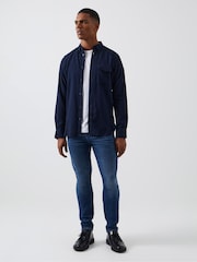 French Connection Blue 100% Cotton Flannel Long Sleeve Shirt - Image 2 of 3