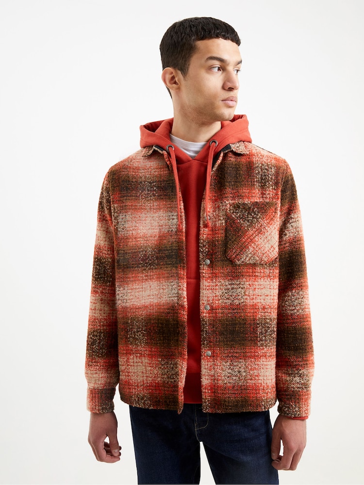 French Connection Heavy Check Brown Overshirt - Image 3 of 3