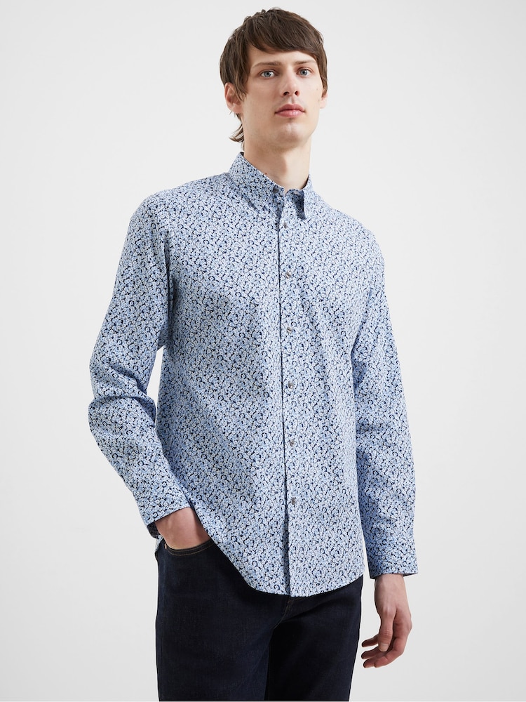 French Connection Blue Prem Floral 100% Cotton Shirt - Image 1 of 3